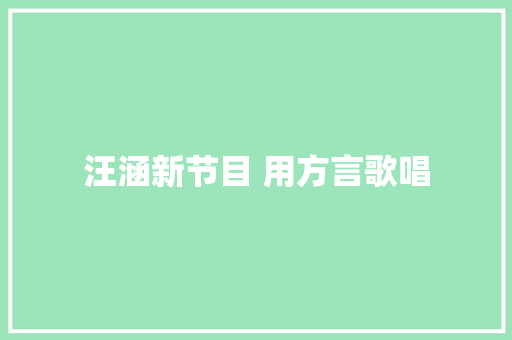 汪涵新节目 用方言歌唱