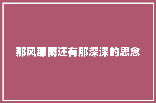 那风那雨还有那深深的思念