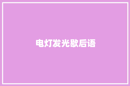 电灯发光歇后语