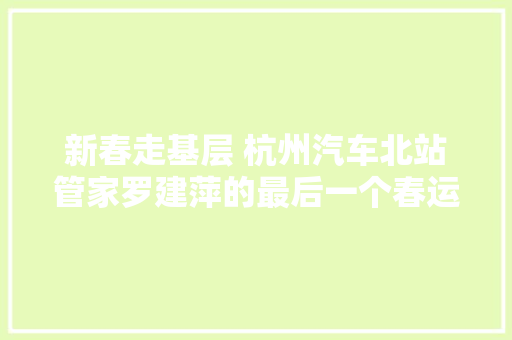 新春走基层 杭州汽车北站管家罗建萍的最后一个春运