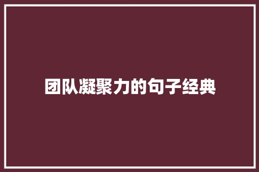 团队凝聚力的句子经典 知识百科