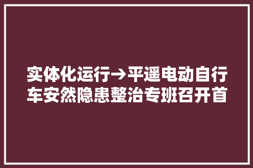实体化运行→平遥电动自行车安然隐患整治专班召开首次会议