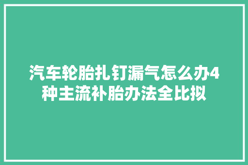 汽车轮胎扎钉漏气怎么办4种主流补胎办法全比拟