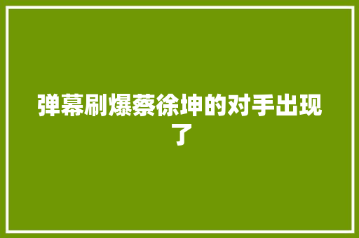 弹幕刷爆蔡徐坤的对手出现了
