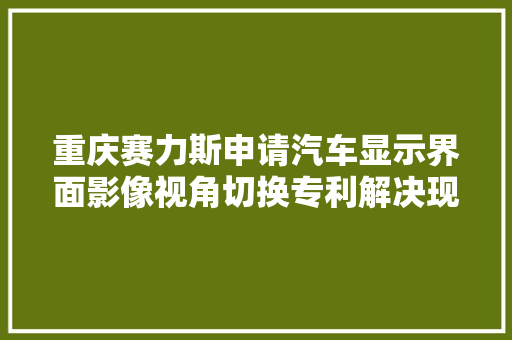 重庆赛力斯申请汽车显示界面影像视角切换专利解决现有技能中汽车影像视角切换只能实现简单切换无法实现复杂切换的问题