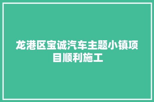 龙港区宝诚汽车主题小镇项目顺利施工 汽车知识