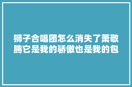 狮子合唱团怎么消失了萧敬腾它是我的骄傲也是我的包袱