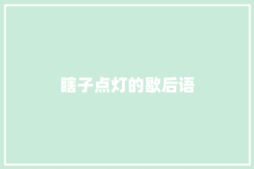瞎子点灯的歇后语