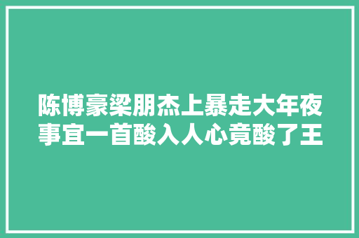 陈博豪梁朋杰上暴走大年夜事宜一首酸入人心竟酸了王思聪