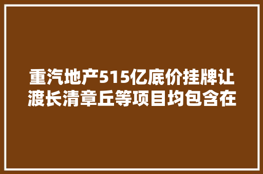 重汽地产515亿底价挂牌让渡长清章丘等项目均包含在内
