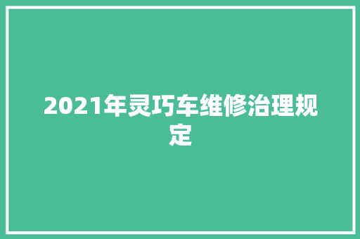 2021年灵巧车维修治理规定