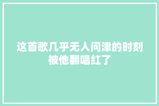 这首歌几乎无人问津的时刻被他翻唱红了
