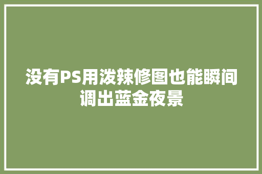 没有PS用泼辣修图也能瞬间调出蓝金夜景