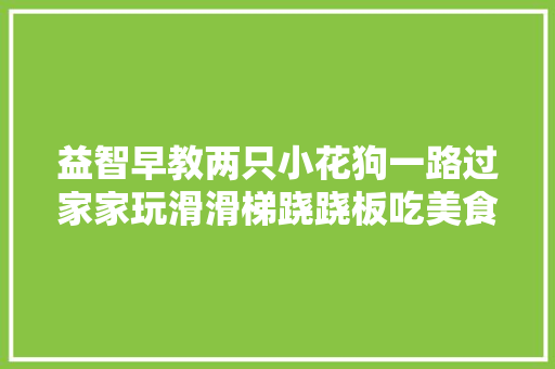 益智早教两只小花狗一路过家家玩滑滑梯跷跷板吃美食