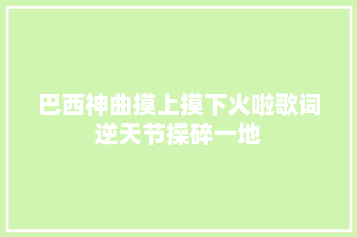 巴西神曲摸上摸下火啦歌词逆天节操碎一地
