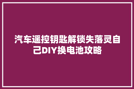 汽车遥控钥匙解锁失落灵自己DIY换电池攻略