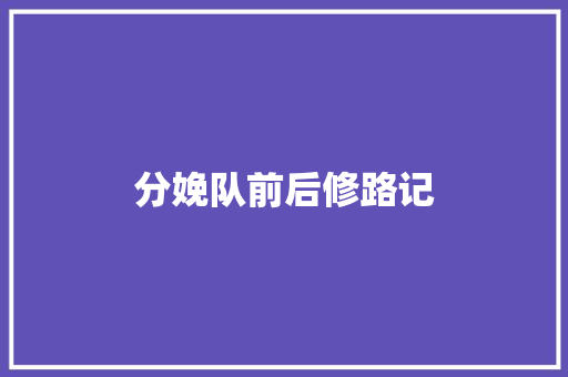 分娩队前后修路记