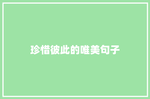珍惜彼此的唯美句子