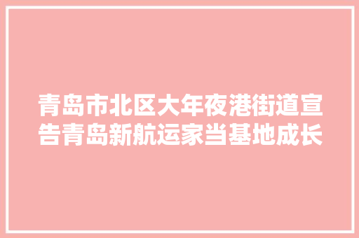 青岛市北区大年夜港街道宣告青岛新航运家当基地成长筹划