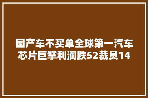 国产车不买单全球第一汽车芯片巨擘利润跌52裁员14万
