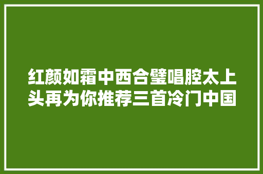 红颜如霜中西合璧唱腔太上头再为你推荐三首冷门中国风金曲