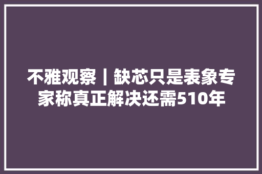 不雅观察｜缺芯只是表象专家称真正解决还需510年