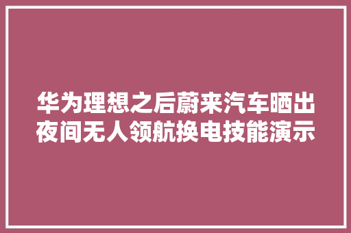 华为理想之后蔚来汽车晒出夜间无人领航换电技能演示视频