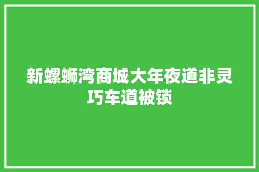 新螺蛳湾商城大年夜道非灵巧车道被锁