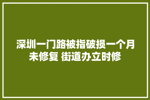 深圳一门路被指破损一个月未修复 街道办立时修 汽车知识