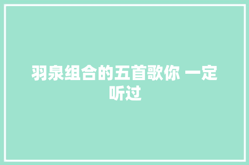 羽泉组合的五首歌你 一定听过