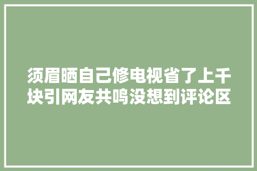 须眉晒自己修电视省了上千块引网友共鸣没想到评论区越来越搞笑