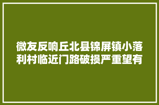 微友反响丘北县锦屏镇小落利村临近门路破损严重望有关部门进行修复
