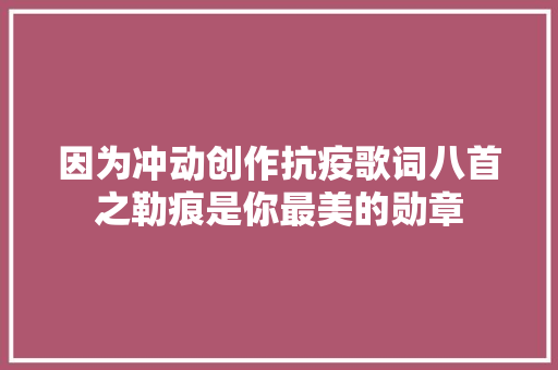 因为冲动创作抗疫歌词八首之勒痕是你最美的勋章