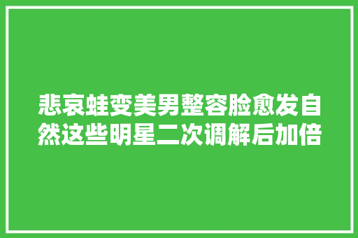 悲哀蛙变美男整容脸愈发自然这些明星二次调解后加倍好看