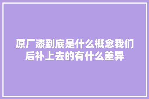 原厂漆到底是什么概念我们后补上去的有什么差异