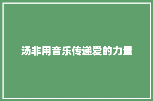 汤非用音乐传递爱的力量