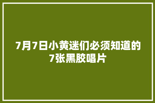 7月7日小黄迷们必须知道的7张黑胶唱片