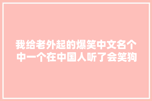 我给老外起的爆笑中文名个中一个在中国人听了会笑狗听了会咬