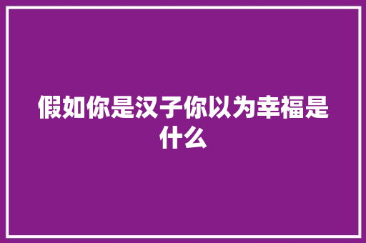 假如你是汉子你以为幸福是什么