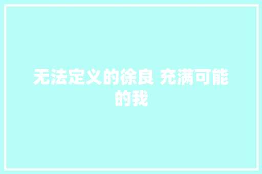 无法定义的徐良 充满可能的我