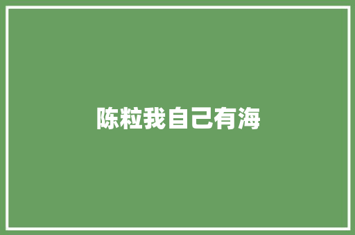 陈粒我自己有海
