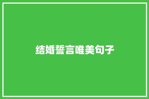 结婚誓言唯美句子