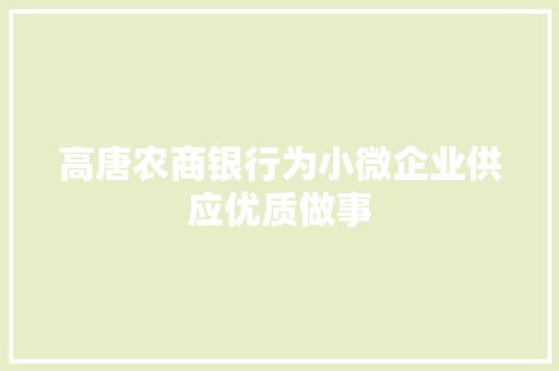 高唐农商银行为小微企业供应优质做事
