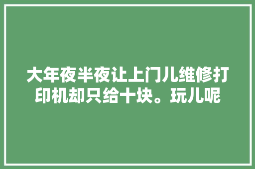 大年夜半夜让上门儿维修打印机却只给十块。玩儿呢