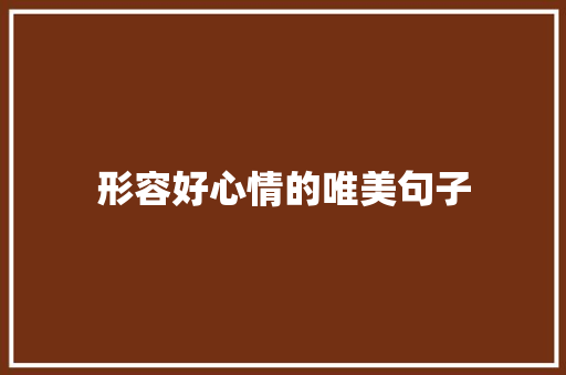 形容好心情的唯美句子