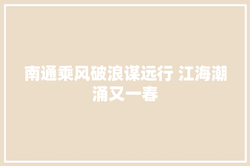 南通乘风破浪谋远行 江海潮涌又一春