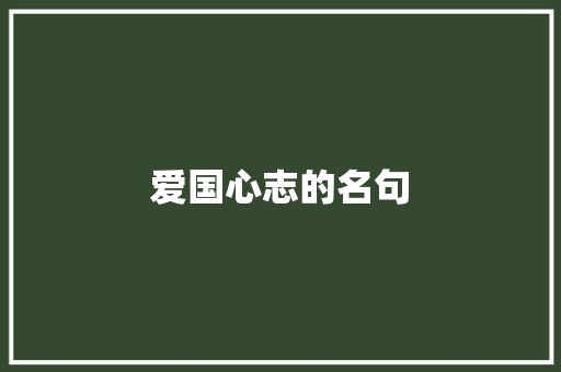 爱国心志的名句 知识百科