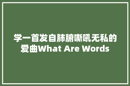 学一首发自肺腑嘶吼无私的爱曲What Are Words