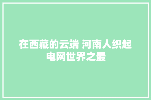 在西藏的云端 河南人织起电网世界之最
