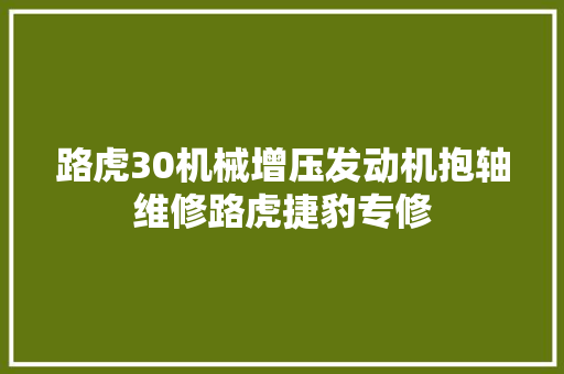 路虎30机械增压发动机抱轴维修路虎捷豹专修